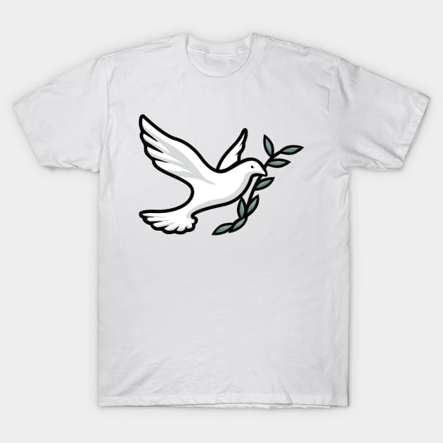 Dove with Olive Branch T-Shirt by hobrath